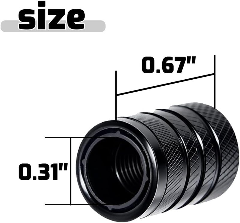 SYSDTTD 4-Piece Black Anodized Aluminum-Plastic Composite Tire Valve Stem Caps with Integrated Plastic Sleeve,Corrosion-Resistant and Universal Fit,Suitable for Cars, Trucks, and Motorcycles(Black) - Image 4